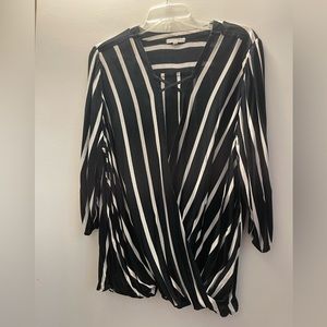 Black and White Striped Wrap Around Shirt